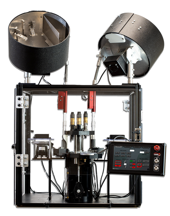 The Titan Loading System with an adjustable press stroke that accomodates rounds from 380 ACP to 338 Lapua, designed for high volume commercial customers who produce ammunition for resale.